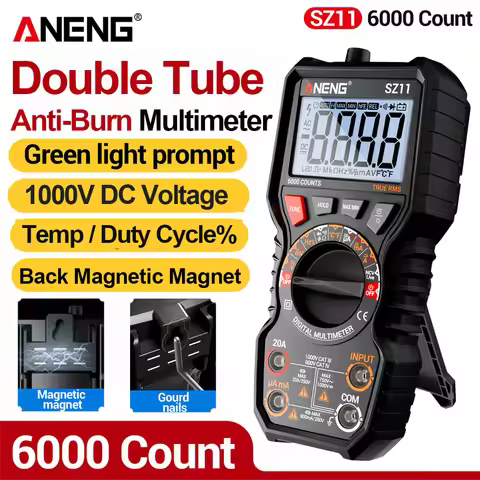 Double Tube anti-Burn Multimeter Tester ANENG ﻿6000 Counts AC/DC Current Voltage Tester Gourd nails 