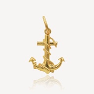 916 Gold Anchor Rope Twist Pendant