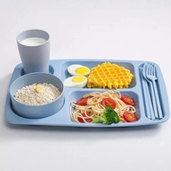 Dinner Plate 5 Divider Tray Catering Buffet Plastic Food Grade Straw Material Flexible Canteen Dinin