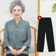 Elderly Shirt Female Grandma Clothes Thin Style Elderly Clothes Loose Top Spring Elderly Lady Shirt Suit