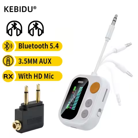 2 In 1 Bluetooth 5.4 Audio Transmitter Receiver TF Card Play 3.5MM AUX With Mic Stereo Music Wireles