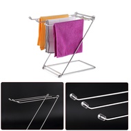 Free Standing Space Saving Towel Rack Stable Rags Home Daily Life Foldable Rustproof Kitchen Stainless Steel Table Holder