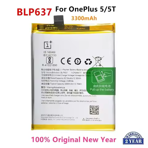 100% Orginal BLP637 3300mAh Replacement Battery For OnePlus 5/5T A5001 A5010 Genuine Latest Producti