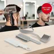 Men's Haircut Fade Guide, 4pcs Set with Silicone Band, Curved Comb, Flat Top, and Self Haircut Tool