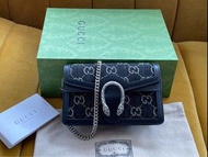 GUCCI Dionysus 虎頭鏈條單肩包 超迷你 黑色
