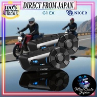 G1EX Motorcycle Intercom: 6-Rider, 1000m Range, BT 5.2, 20H Talk, Universal, IP65