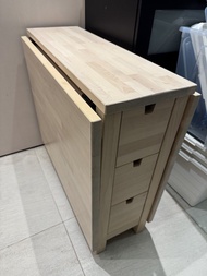 Ikea Norden實木摺枱連六個櫃桶