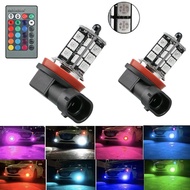 2Pcs LED Fog Light 16Color RGB H8 H11 H9 5050SMD LED with Wireless IR Car Front Bulbs H27 880 881 Re