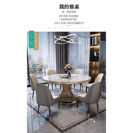 Mild Luxury Marble Dining Tables and Chairs Set Italian round Table Modern Simple Home round with Turntable Stone Plate Dining Table