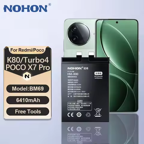 NOHON Battery for Xiaomi Poco X7 Pro X6 X5 X4 GT F6 F5 F4 M6 Pro 4G M5S Phone Batteries for Redmi K8