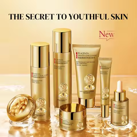 Placenta Skin Care Seven-Piece Set, Rich in Placenta Essence Ingredients, Moisturizing Skin Care Pro