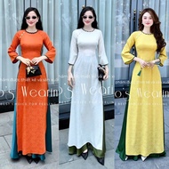 (DB359,DB360,DB361) LEOSWEARING figure-flattering silk brocade ao dai, round neck shirt with floral 