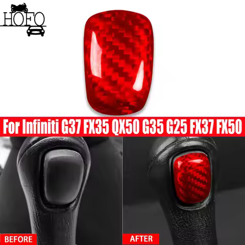 Carbon Fiber Interior Gear Shift Knob Button Cover For Infiniti G37 FX35 QX50 G35 G25 FX37 FX50