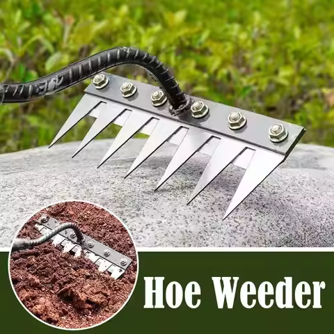 5/6/7/8 Teeth Carbon Steel Garden Hand Rake Farm Tool Weeding Scarifier Agricultural Nail Harrow Met