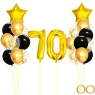 25pcs Gold Black Mixed Balloons 70th Birthday Party Decorations 70 Years Old Man Woman Birthday Deco