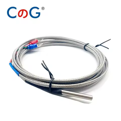 CG 4mm*30mm K J PT100 1m 2m 3m 5m 10m Probe Type Shielded Braide Wire Thermocouple Temperature Senso