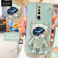 AnDyH Casing For OPPO F11 Pro Phone Case Cute 3D Starry Sky Astronaut Desk Holder with lanyard