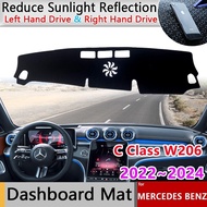 Dashboard Cover Pad for Mercedes Benz C Class W206 220d AMG C43 2022 2023 2024 Anti-Slip Mat Sunshad