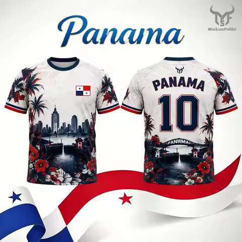 Panama Flag 3D Printed T-shirt 2026 Panama Outdoor Sports Soccer Training Jersey Unisex Quick Dry Br