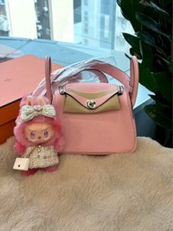 Hermes🌟Mini lindy2 3q 櫻花粉 內拼m4奶灰色 tc stamp K