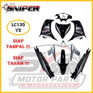 [FULL TANAM ] SNIPER COVERSET LC LC135 V2 JUPITER MX SILVER BLACK / HITAM PERAK JUPITER MX