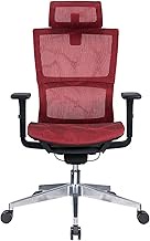 Ergonomic Office Chair,Breathable Mesh Study Seat with 3D Armrest and Lift Headrest, Adjustable Height Tilt Swivel Computer Gaming Chairs for Home Office/1653 (Color : Red, Size : Aluminum alloy)