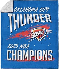 NORTHWEST Oklahoma City Thunder 2025 NBA Champions Net Gain Silk Touch Sherpa Throw Blanket, 50 x 60