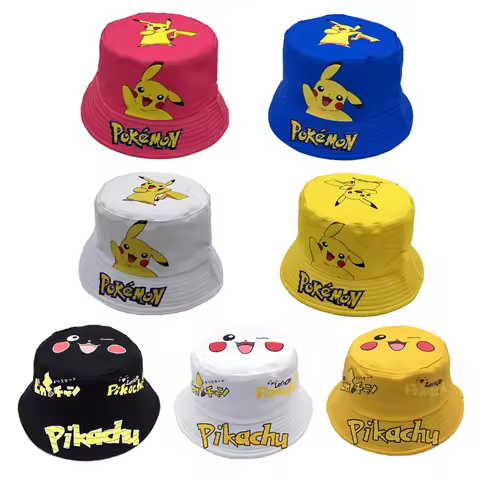 Pokemon Caps Children's Cartoon Fisherman Hat Baby Outdoor Cute Pikachu Sun Hat Fashionable Printed 