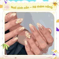 H08 Summer style embossed flower Nailbox, pre-glued fake nails with outstanding, fresh, dynamic 3D p