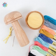 Darning Mushroom Patch Sewing Kit Darning Mushroom Mini Loom Darning Needles Compact and Lightweight Sewing Kit with 10 Different Colored Thread JP2