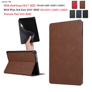 For Lenovo Tab M10 Plus 3rd Gen Tablet Case TB125 TB128 (3rd Gen) TB328 TB328FU TB328XU Xiaoxin Pad 10.6 PU Leather Case Solid Painted Stand Cover