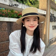 Lovito Vintage Hat Plain Bow Colorblock Hat for Women LFA38195