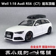 Ready Stock Well Well Well 1: 18 Audi Audi RS6 C7 with Roof Trunk White Alloy Full Driving Model