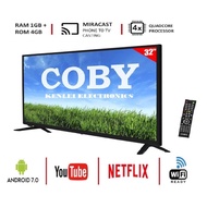 COBY 32" Slim LED TV Black SMART TV / LED TV On Sale 32 Inch FHD MONITOR Flat Screen ANDROID