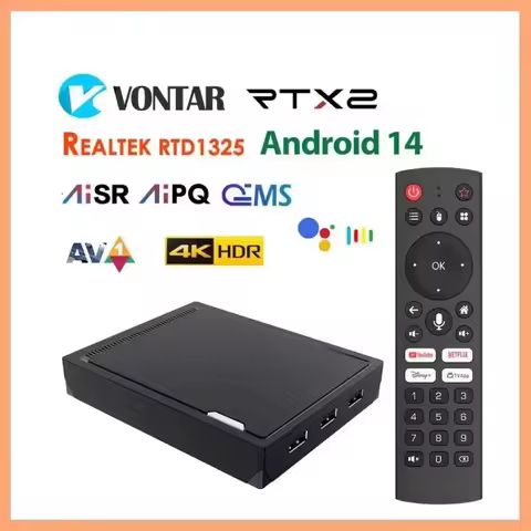 RT-X2 Android 14 TV Box Realtek1325 CPU Support AI-PQ AI-SR Set Top Box Android 14.0 1000M 2T2R Wifi