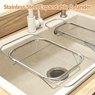 Adjustable Stainless Steel Kitchen Sink Drain Basket, Retractable Vegetable Fruit Drainer Strainer