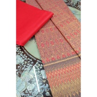 (Fabric Set) Silk Fabric Raised With Glass Beads Natural Color (2 Meter Patterned + 2 Plain Color) R