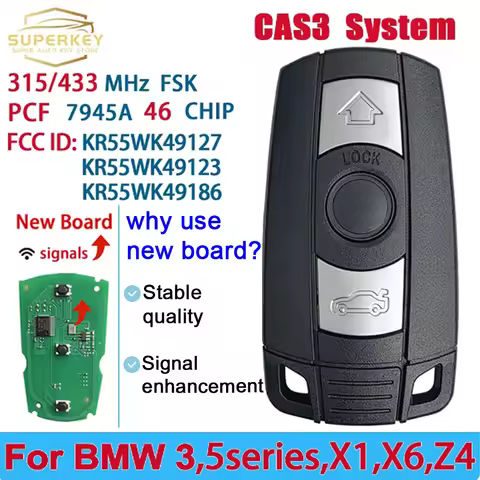 SUPERKE YKR55WK49127 KR55WK49123 KR55WK49186 PCF7945 Chip 315/868MHz Remote Smart Car Key For BMW 1/