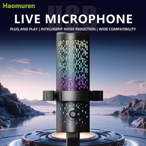 Haomuren DM90 Professional USB Microphone, Gaming Mic for PC Laptop Desktop Live Streaming Podcast R