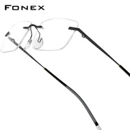 FONEX B Titanium Gọng kính người đàn ông thiết kế thương hiệu dáng vuông không viền kính mắt phụ nữ