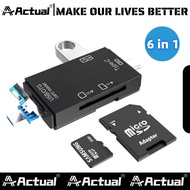 Actual【COD】6 in 1 Card Reader OTG SD TF Reading Card High Speed Memeory Card Reader for Samsung Huaw
