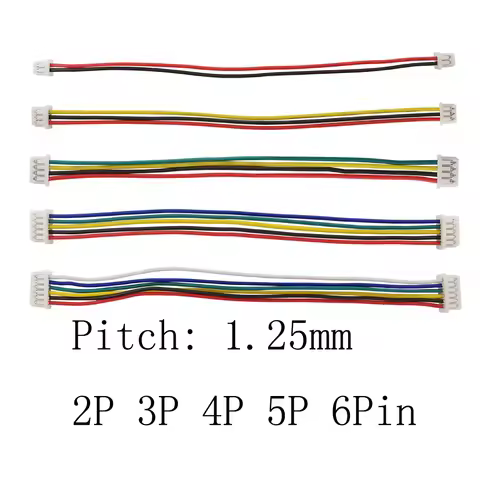 20/10/5Pcs Micro JST 1.25mm Wire Cable Connector Pitch 1.25mm 2P 3P 4P 5P 6Pin Female to Female Plug