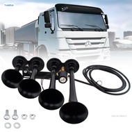 12V 24V 185dB Super Loud Air Horn - 4 Trumpet Vehicle Truck Car Black