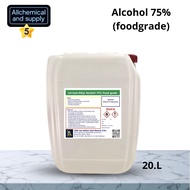 20L.แอลกอฮอล์ 75% Food grade ขนาด 20 ลิตร เอทิลแอลกอฮอล์ เอทานอล Ethyl alcohol 75% (Ethanol) แอลกอฮอ
