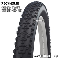 Schwalbe 16 X 1.5 | 16 X 1.85 Smart Sam Active Black N Roll | K-Guard Bicycle Wire Bead Tyres - Etrt