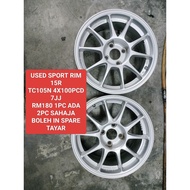 USED SPORT RIM 15 INCH TC105N RM 180 1 BIJI INI MODEL ADA SELL 1 BIJI  GUNA SPARE TAYAR 1粒出售RM180 可以