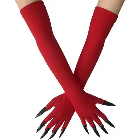 Cool Halloween gloves Ghost Claw Dress up gloves Fashion red gloves Long nails Cosplay Halloween Fun