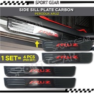 Car Door Side Sill Step Plates Carbon Fiber With Red Logo Emblem Word Car  Perodua Aruz