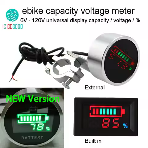 12V 24V 36V 48V 60V 72V 84V 120V eBike Battery Capacity Indicator Voltage Meter Percentage Display l