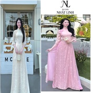 Women's modern ao dai, high quality crepe silk fireworks ao dai size 40 - 76Kg